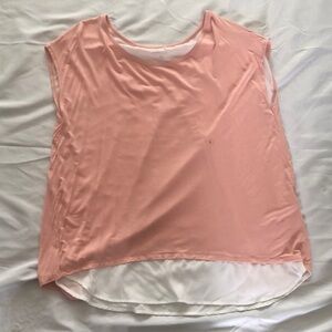 Soho Jeans NY & Co Cap Sleeve Layered Tee—Peach and Cream—Large